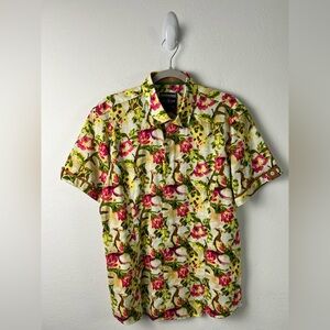 Barabas Floral Cotton Linen Short Sleeve Button Down